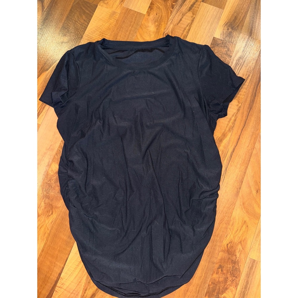 CRZ yoga Maternity T-Shirt Womens Black Ruched Sides Short Sleeve athletic gym